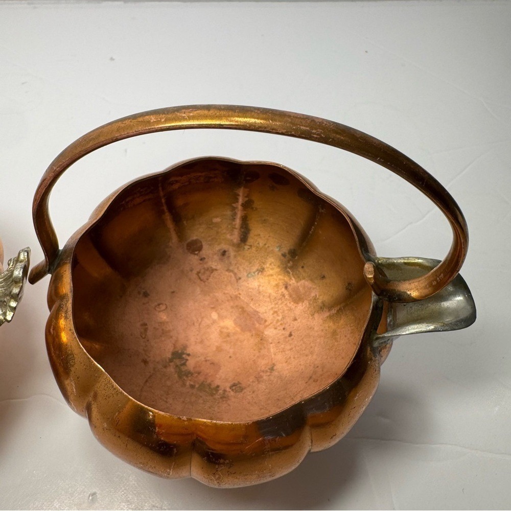 Vintage 70s Venetian Copper Morton Parker Sugar Creamer Cottagecore Farmhouse - Picture 10 of 14